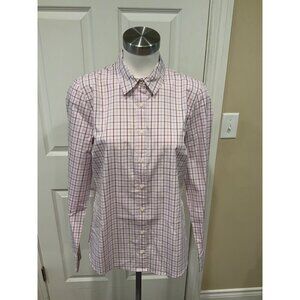 J. Crew 365 Light Pink & Blue Check Striped Button-Up Shirt, Size 12, NWT!